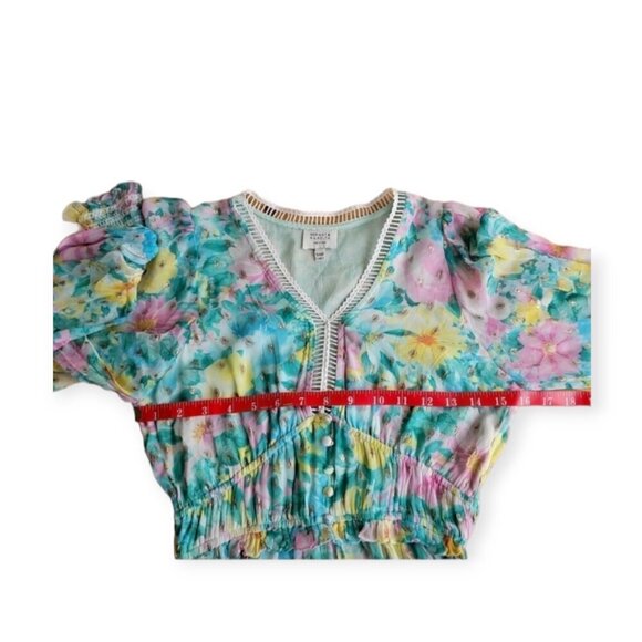 Anthropologie Hemant and Nandita Floral Georgette A-Line Minidress size XS - Picture 8 of 16